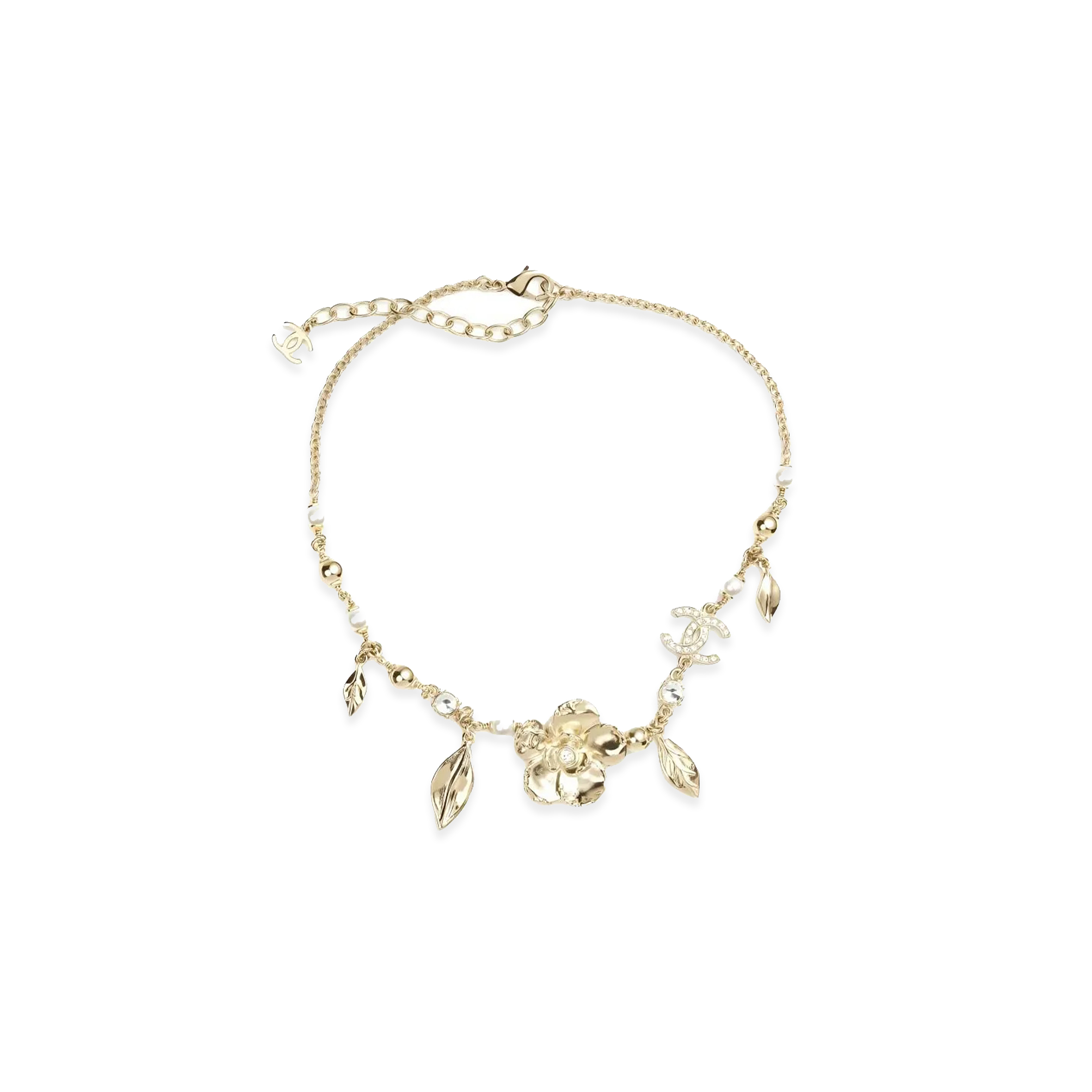 CHANEL FLORAL LEAF PENDANT NECKLACE ABE307